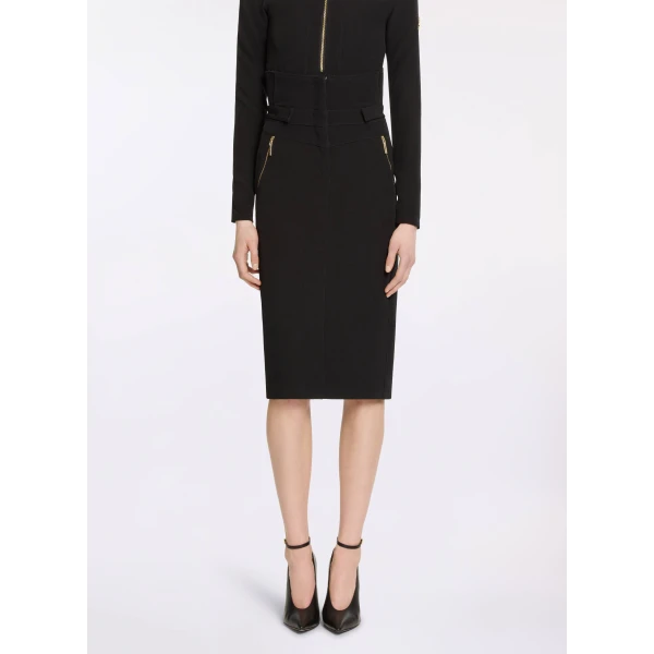 Elie Saab Cady Midi Skirt in Black featuring  – Luxury Designer Fashion at Luxury Shoes .