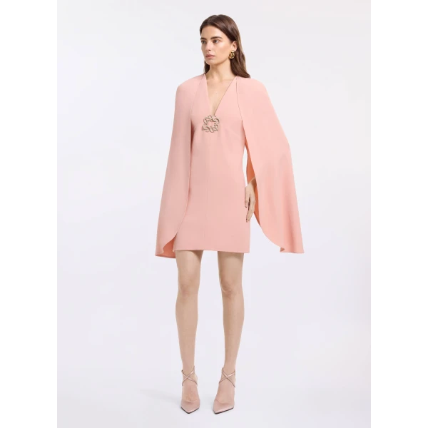 Elie Saab Cape Cady Short Dress in Pink featuring  – Luxury Designer Fashion at Luxury Shoes .