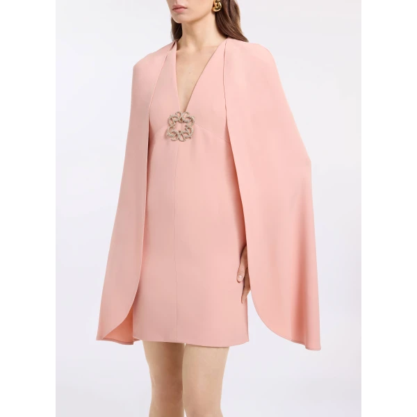 Elie Saab Cape Cady Short Dress in Pink featuring  – Luxury Designer Fashion at Luxury Shoes .