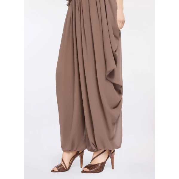 Elie Saab Cascading Silk Pants in Beige featuring  – Luxury Designer Fashion at Luxury Shoes .