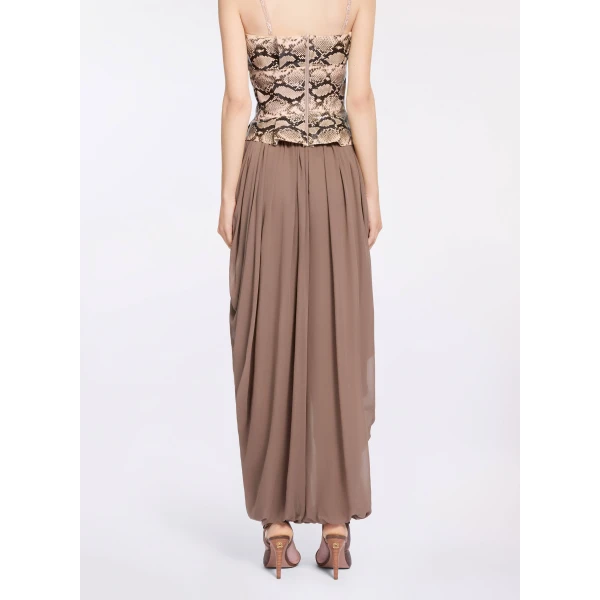 Elie Saab Cascading Silk Pants in Beige featuring  – Luxury Designer Fashion at Luxury Shoes .