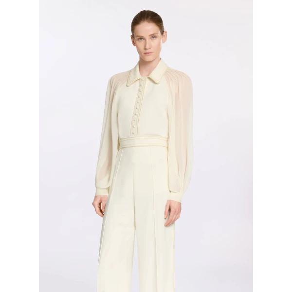 Elie Saab Cord Embellished Crepe and Silk Shirt in White featuring  – Luxury Designer Fashion at Luxury Shoes .