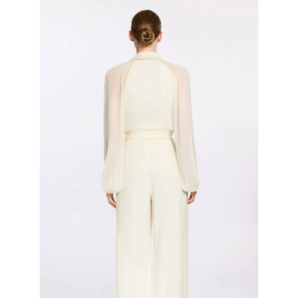 Elie Saab Cord Embellished Crepe and Silk Shirt in White featuring  – Luxury Designer Fashion at Luxury Shoes .