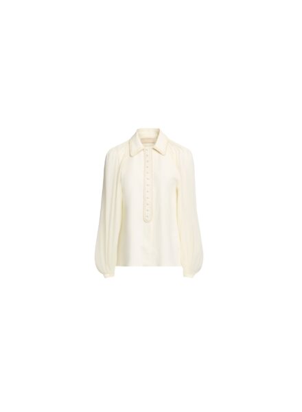 Elie Saab Cord Embellished Crepe and Silk Shirt in White featuring  – Luxury Designer Fashion at Luxury Shoes .