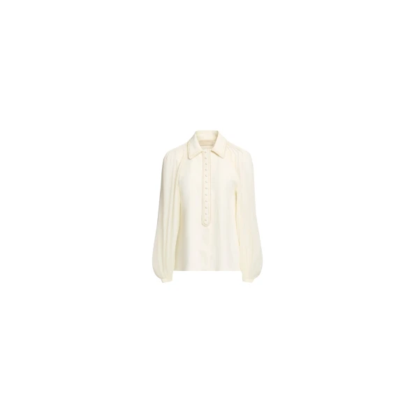 Elie Saab Cord Embellished Crepe and Silk Shirt in White featuring  – Luxury Designer Fashion at Luxury Shoes .