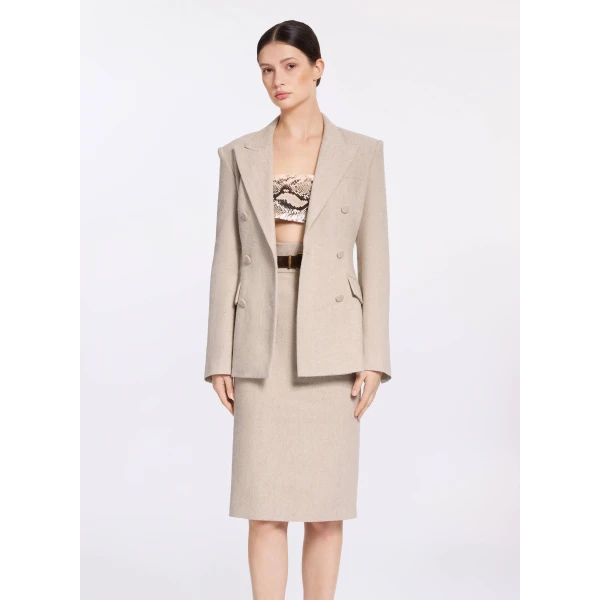 Elie Saab Cotton Canvas Blazer in Neutrals featuring  – Luxury Designer Fashion at Luxury Shoes .