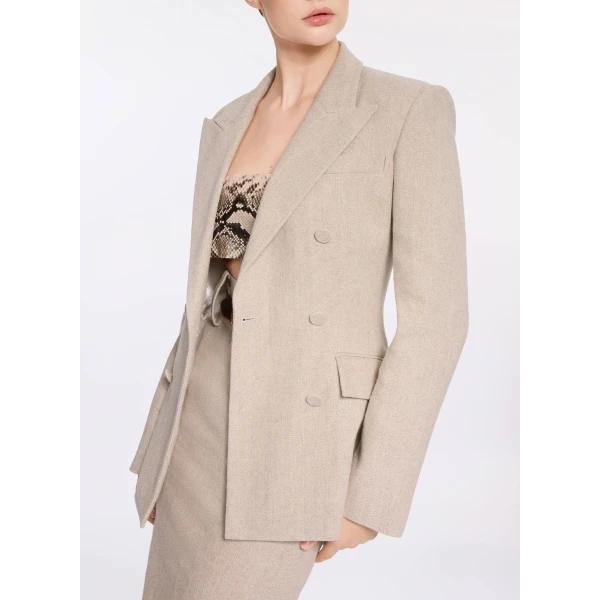 Elie Saab Cotton Canvas Blazer in Neutrals featuring  – Luxury Designer Fashion at Luxury Shoes .