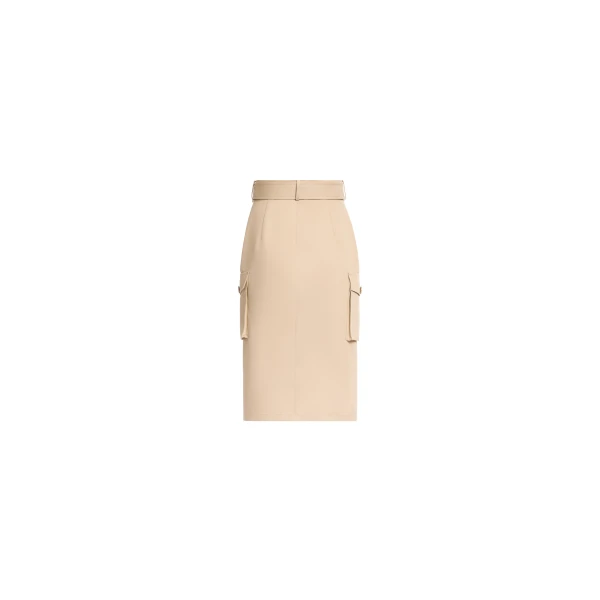 Elie Saab Cotton Drill Midi Skirt in Beige featuring  – Luxury Designer Fashion at Luxury Shoes .