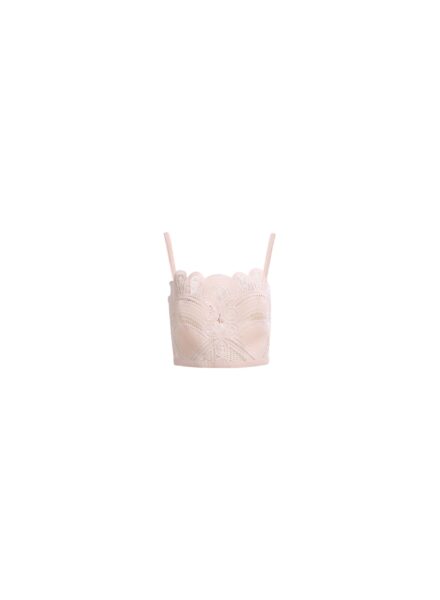 Elie Saab Cotton Embroidered Bralette in Ivory featuring  – Luxury Designer Fashion at Luxury Shoes .