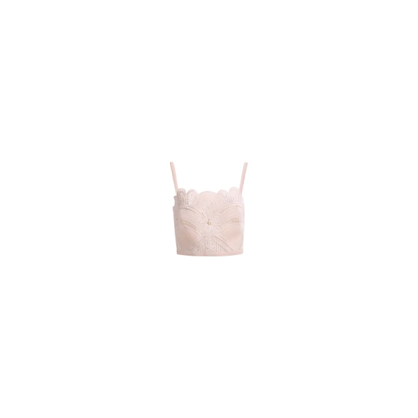 Elie Saab Cotton Embroidered Bralette in Ivory featuring  – Luxury Designer Fashion at Luxury Shoes .