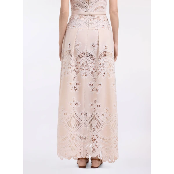 Elie Saab Cotton Embroidered Skirt in Ivory featuring  – Luxury Designer Fashion at Luxury Shoes .