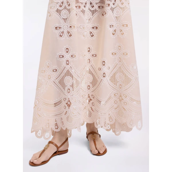 Elie Saab Cotton Embroidered Skirt in Ivory featuring  – Luxury Designer Fashion at Luxury Shoes .