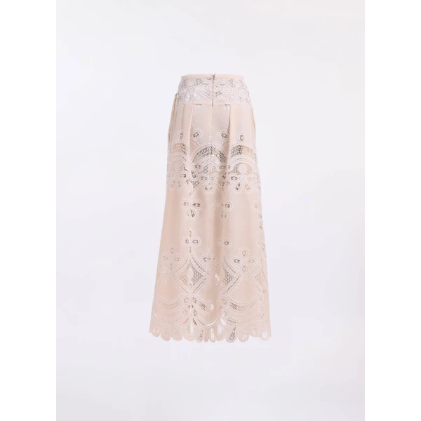 Elie Saab Cotton Embroidered Skirt in Ivory featuring  – Luxury Designer Fashion at Luxury Shoes .