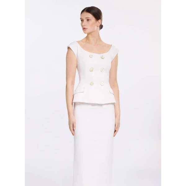 Elie Saab Cotton Piquet Jacket in White featuring  – Luxury Designer Fashion at Luxury Shoes .