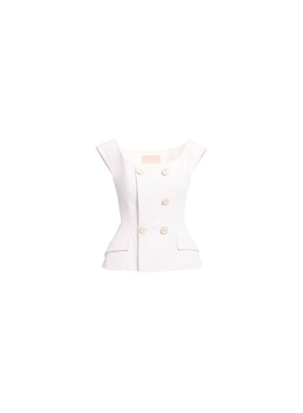 Elie Saab Cotton Piquet Jacket in White featuring  – Luxury Designer Fashion at Luxury Shoes .