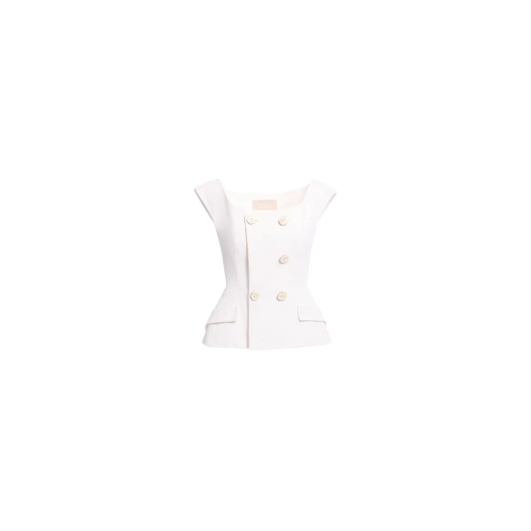Elie Saab Cotton Piquet Jacket in White featuring  – Luxury Designer Fashion at Luxury Shoes .