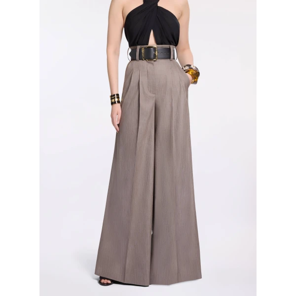 Elie Saab Cotton Twill Pants in Beige featuring  – Luxury Designer Fashion at Luxury Shoes .