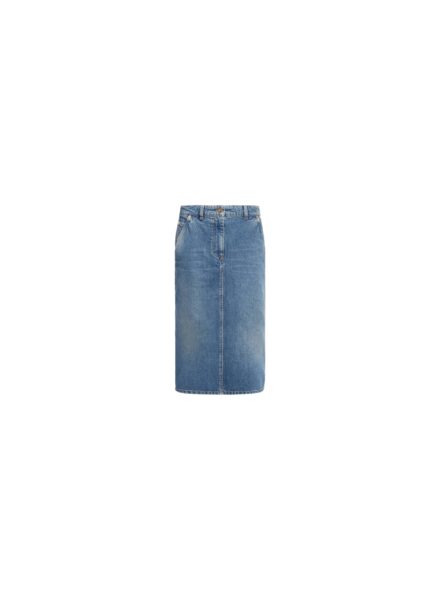 Elie Saab Denim Pencil Skirt in Blue featuring  – Luxury Designer Fashion at Luxury Shoes .