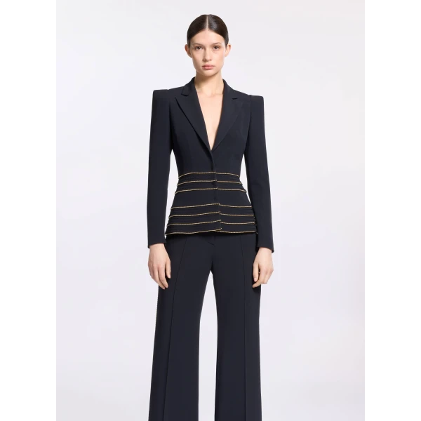 Elie Saab Embellished Cady Blazer in Black featuring  – Luxury Designer Fashion at Luxury Shoes .