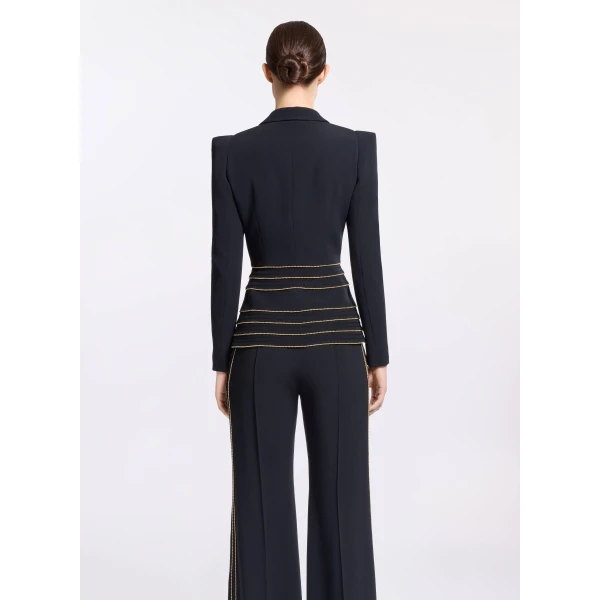 Elie Saab Embellished Cady Blazer in Black featuring  – Luxury Designer Fashion at Luxury Shoes .