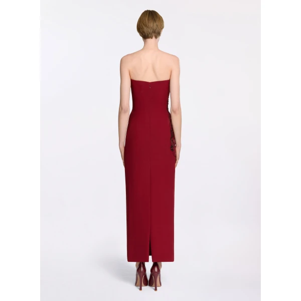 Elie Saab Embellished Cady Midi Dress in Red featuring  – Luxury Designer Fashion at Luxury Shoes .
