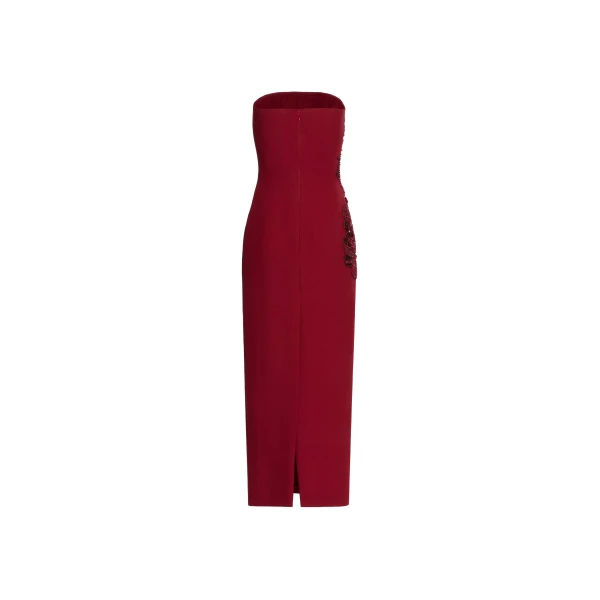 Elie Saab Embellished Cady Midi Dress in Red featuring  – Luxury Designer Fashion at Luxury Shoes .