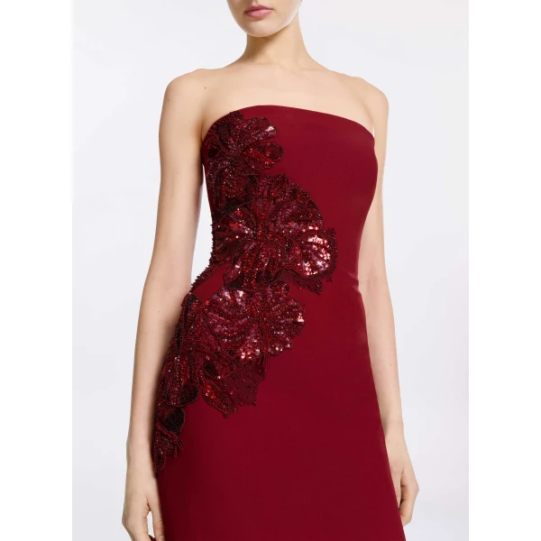 Elie Saab Embellished Cady Midi Dress in Red featuring  – Luxury Designer Fashion at Luxury Shoes .