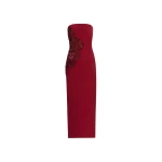 Elie Saab Embellished Cady Midi Dress in Red featuring  – Luxury Designer Fashion at Luxury Shoes .