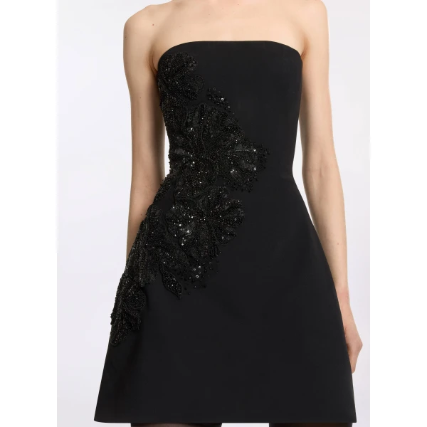 Elie Saab Embellished Cady Short Dress in Black featuring  – Luxury Designer Fashion at Luxury Shoes .