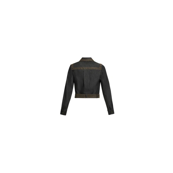 Elie Saab Embellished Denim Jacket in Blue featuring  – Luxury Designer Fashion at Luxury Shoes .