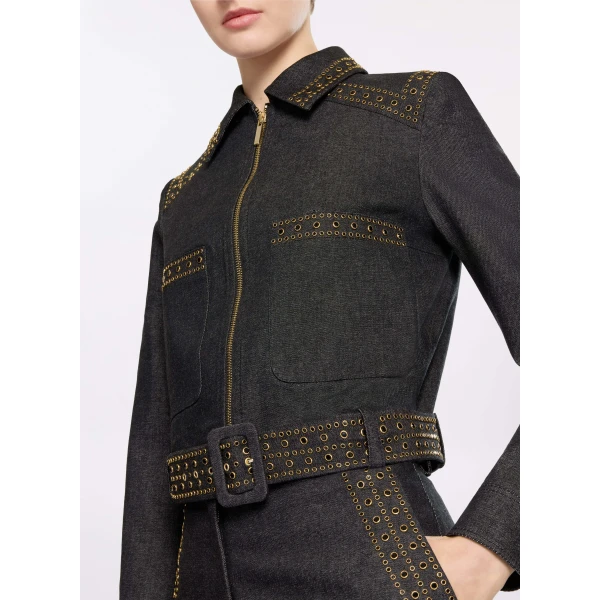 Elie Saab Embellished Denim Jacket in Blue featuring  – Luxury Designer Fashion at Luxury Shoes .