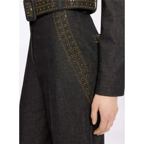 Elie Saab Embellished Denim Pants in Blue featuring  – Luxury Designer Fashion at Luxury Shoes .