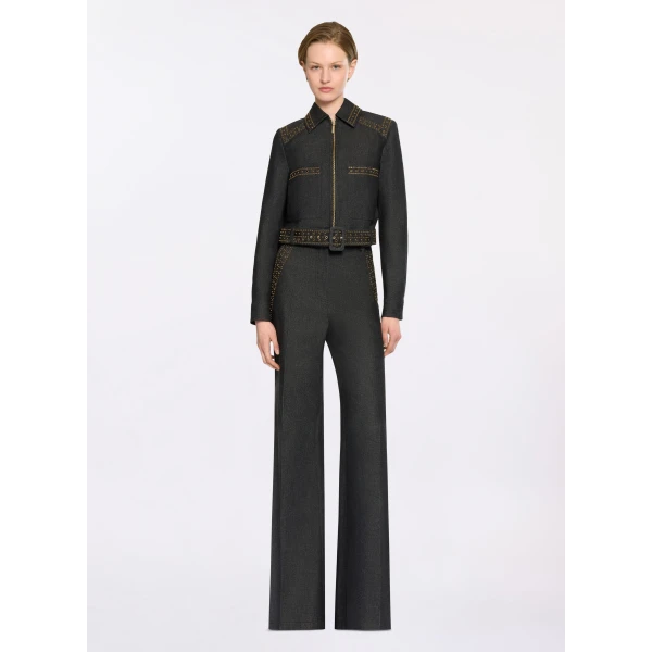 Elie Saab Embellished Denim Pants in Blue featuring  – Luxury Designer Fashion at Luxury Shoes .