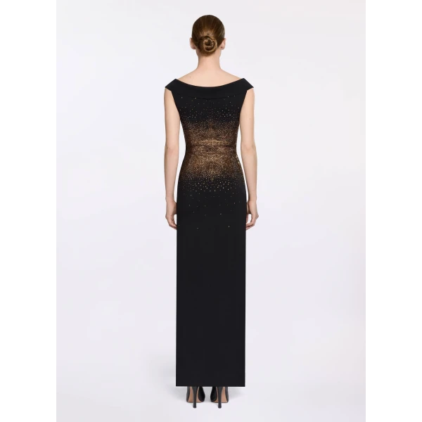 Elie Saab Embellished Knit Long Dress in Black featuring  – Luxury Designer Fashion at Luxury Shoes .