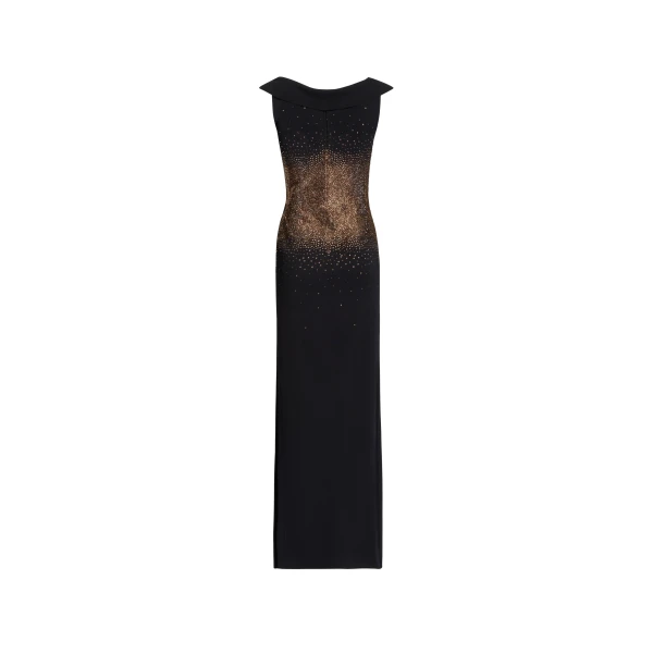 Elie Saab Embellished Knit Long Dress in Black featuring  – Luxury Designer Fashion at Luxury Shoes .