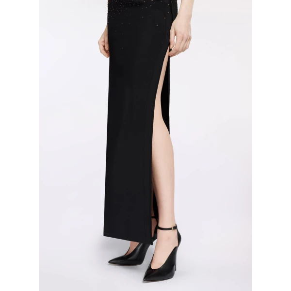 Elie Saab Embellished Knit Long Dress in Black featuring  – Luxury Designer Fashion at Luxury Shoes .