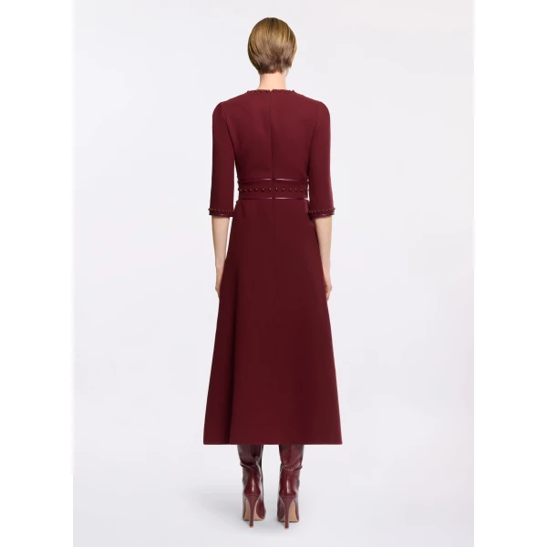 Elie Saab Embellished Wool Midi Dress in Red featuring  – Luxury Designer Fashion at Luxury Shoes .