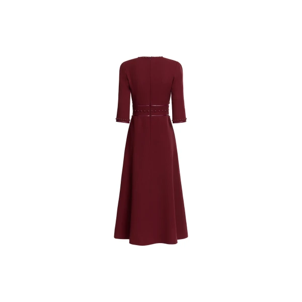 Elie Saab Embellished Wool Midi Dress in Red featuring  – Luxury Designer Fashion at Luxury Shoes .