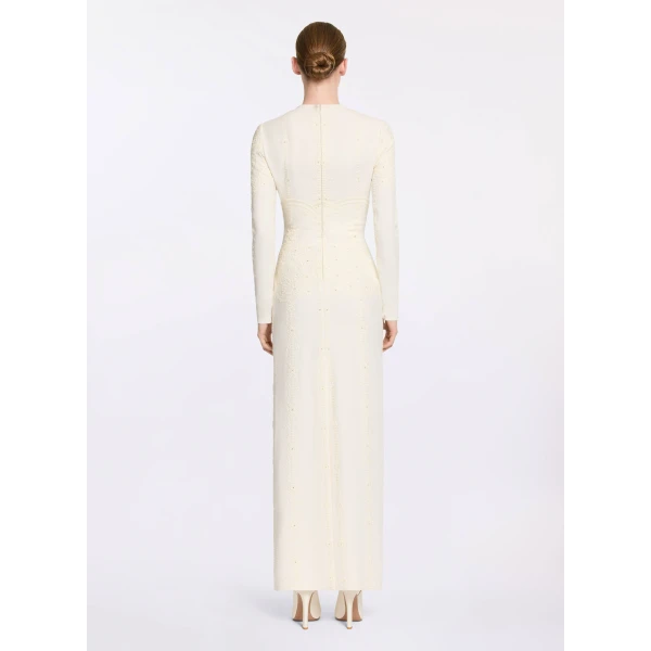Elie Saab Embroidered Cady Dress in White featuring  – Luxury Designer Fashion at Luxury Shoes .