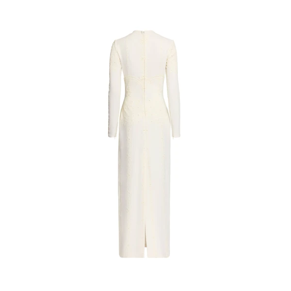 Elie Saab Embroidered Cady Dress in White featuring  – Luxury Designer Fashion at Luxury Shoes .