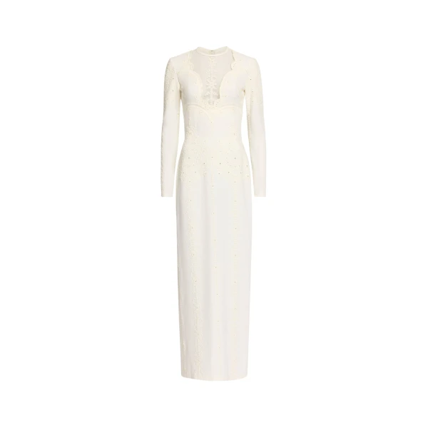 Elie Saab Embroidered Cady Dress in White featuring  – Luxury Designer Fashion at Luxury Shoes .