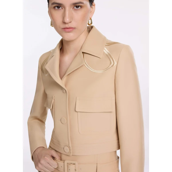 Elie Saab Embroidered Gabardine Jacket in Beige featuring  – Luxury Designer Fashion at Luxury Shoes .