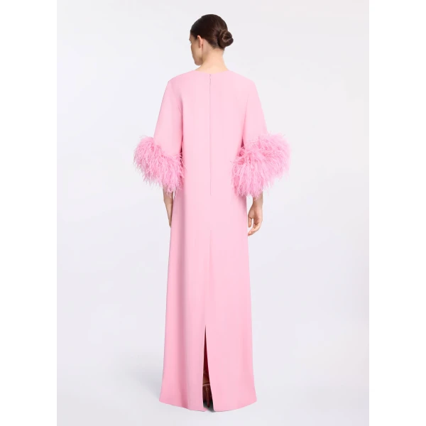Elie Saab Feather Trimmed Kaftan in Pink featuring  – Luxury Designer Fashion at Luxury Shoes .