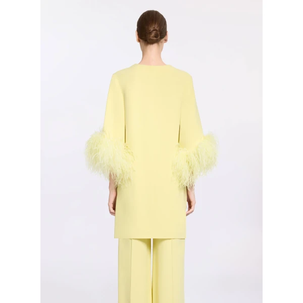 Elie Saab Feather Trimmed Top in Yellow featuring  – Luxury Designer Fashion at Luxury Shoes .