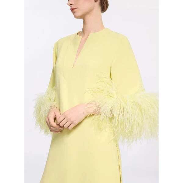 Elie Saab Feather Trimmed Top in Yellow featuring  – Luxury Designer Fashion at Luxury Shoes .