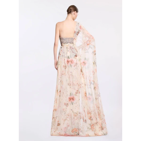 Elie Saab Floral Print Long Dress in Multicolour featuring  – Luxury Designer Fashion at Luxury Shoes .