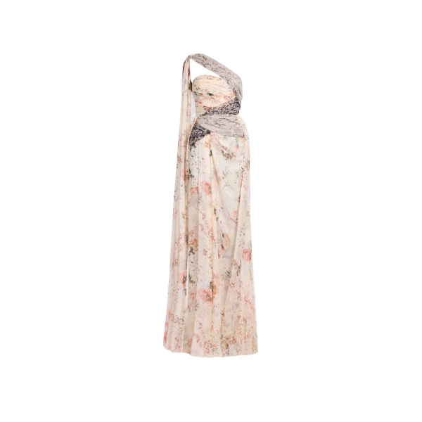 Elie Saab Floral Print Long Dress in Multicolour featuring  – Luxury Designer Fashion at Luxury Shoes .
