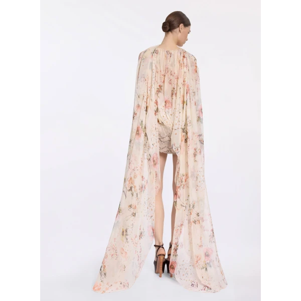 Elie Saab Floral Print Short Dress in Multicolour featuring  – Luxury Designer Fashion at Luxury Shoes .