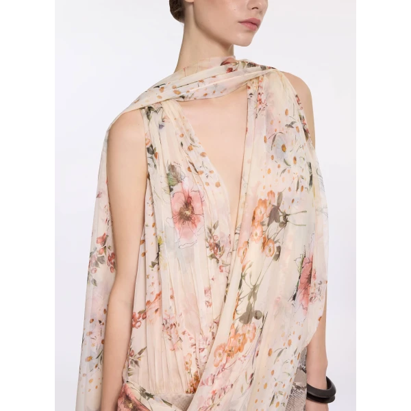 Elie Saab Floral Print Short Dress in Multicolour featuring  – Luxury Designer Fashion at Luxury Shoes .