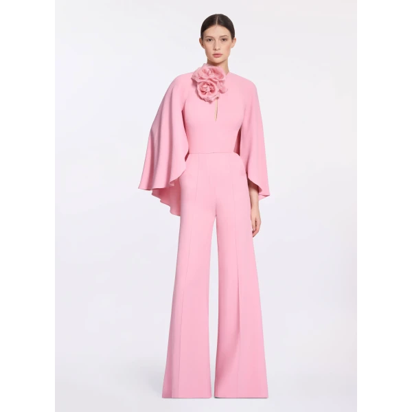 Elie Saab Flower Embellished Cady Jumpsuit in Pink featuring  – Luxury Designer Fashion at Luxury Shoes .